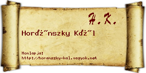 Horánszky Kál névjegykártya
